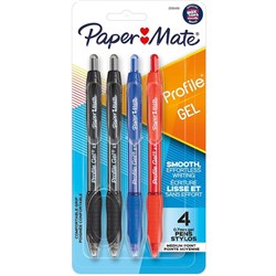 Papermate Profile Gel Pen Retractable 0.7mm Business Assorted Pack of 4