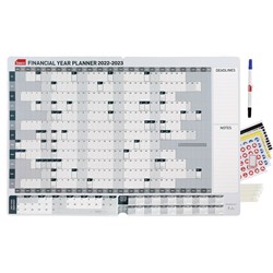 Sasco Financial Year Wall Planner 870 X 610mm Year To View Grey