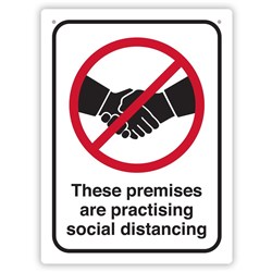 Durus Health And Safety Wall Sign Social Distance Premises 225W x 300mmH Poly Black/Red