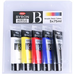 Jasart Byron Acrylic Paint 75ml Primary Set of 5