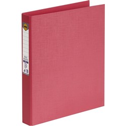 Marbig Linen PE Binder A4 2D Ring 25mm Coral