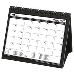 Sasco Desk Calendar 210 x 180mm Month To View Black And White