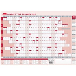 Sasco Compact Planner 594 x 420mm Year To View Red