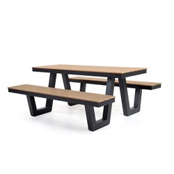 Rapidline Ridge Outdoor Picnic Table Medium 1800W x 1660D x 750mmH European Oak And Black