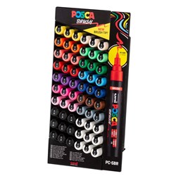 Uni Posca PC-5BR Paint Markers Medium 1-4mm Brush Tip Assorted Display Of 60