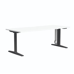Buro Syntra Height Adjustable Desk 1800W x 750D x 650-1300mmH White/Black