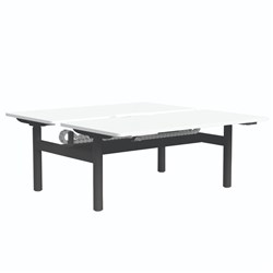 Buro Syntra Height Adjustable Back To Back Desk 2 Person 1500W x 620-1270mmH Wht/Black
