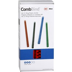 GBC Plastic Binding Comb 12mm 21 Loop 90 Sheets Capacity Red Pack Of 100
