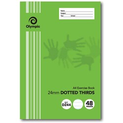 Olympic D244 Exercise Book A4 48 Page 24mm Dotted Thirds With Red Margin