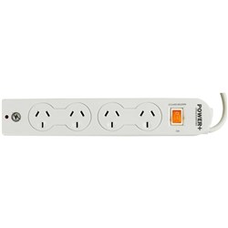Italplast Power+ 4 Outlet Powerboard Master Switch Surge And Overload Protection White