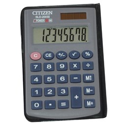 Citizen SLD200 Pocket Calculator 8 Digit Rubberised Keys Grey