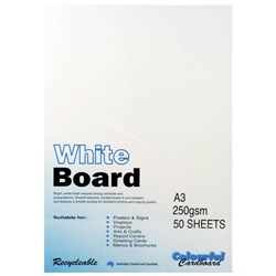 Colourful Days Whiteboard A3 250gsm White Pack Of 50