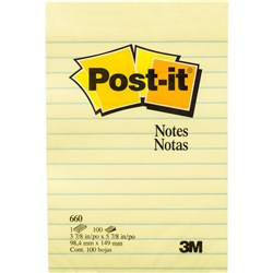 Post-It 660 Notes Original 101 x 152mm Lined Yellow 100 Sheets