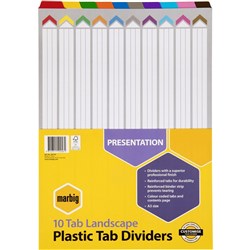 Marbig Plastic Indices & Dividers A3 Reinforced 10 Tab Landscape Multi Colour