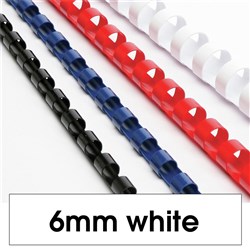 Rexel Plastic Binding Comb 6mm 21 Loop 25 Sheet Capacity White Pack Of 100