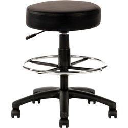 Utility Drafting Stool Height Adjustable With Foot Ring Black PU