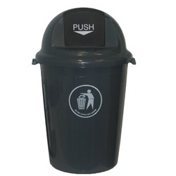 Italplast Round Heavy Duty Waste Bin With Swing Top Lid 80 Litres Dark Grey