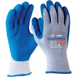 Maxisafe blueGRIPPA Gloves Latex Dipped Palm And Knitted Poly Cotton 2XL Blue