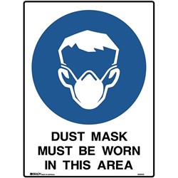 Brady Mandatory Sign Dust Mask Must Be Worn 450W x 600mmH Polypropylene White/Blue